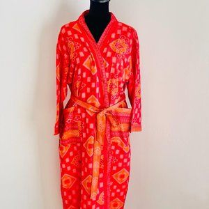 BRAND NEW Lightweight Red Silk Sari Kimono Robe Women Long Silk Kimono Brida…